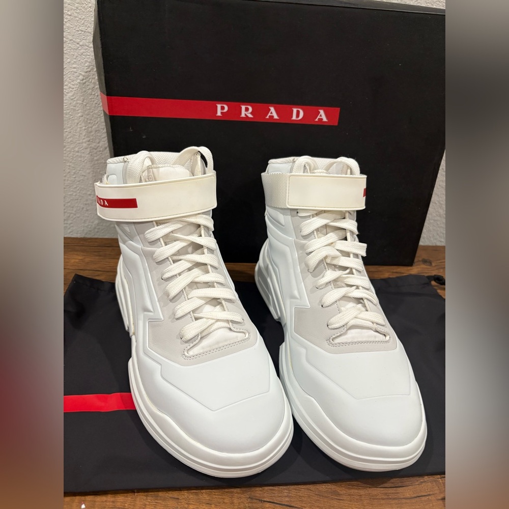 Prada Bianco High-Top Sneakers - Picture 3 of 8